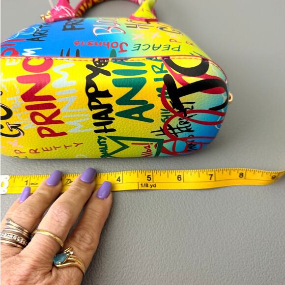 Neon Colors Graffiti Print Small Crossbody/Handbag, Structured, Versitile - Picture 8 of 9